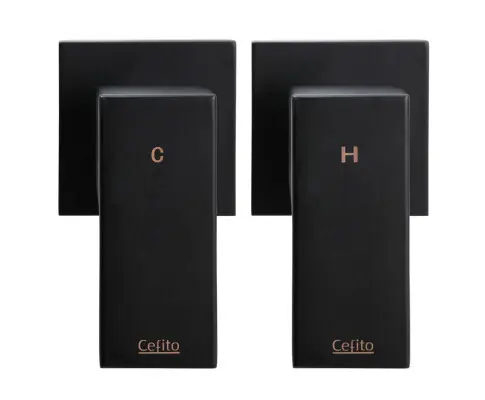 Cefito Shower Tap Bath Twin Taps Hot Cold Wall Basin Sink Vanity Brass Black