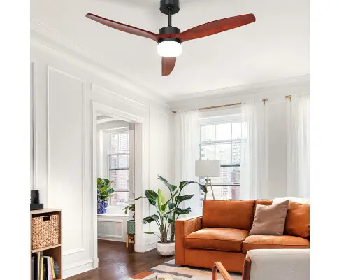 Devanti 52'' Ceiling Fan AC Motor 3 Blades w/Light - Dark Wood