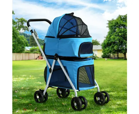 i.Pet Pet Stroller Dog Pram Large Cat Carrier Travel Foldable 4 Wheels Double