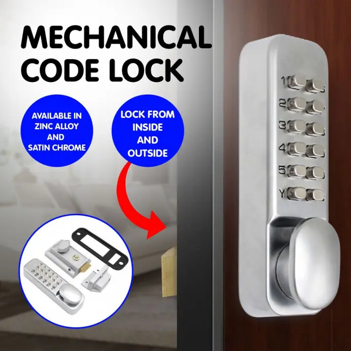 PUSH BUTTON DIGITAL COMBINATION SECURITY DOOR LOCK ZINC ALLOY