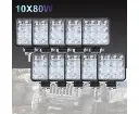 10PCS 80W CREE FLOOD LED Work Lights 12V 24V Boat Camping Square 4inch Bar