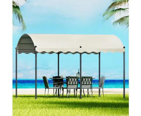 Instahut Gazebo 4x3m Party Marquee Outdoor Wedding Event Tent Iron Art Beige