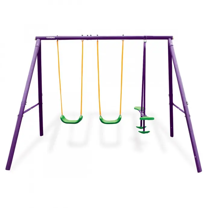 KAHUNA KIDS 4-SEATER SWING SET PURPLE GREEN