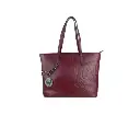 Plein Sport Burgundy Eco-Leather Shopping Bag with Chain Detail One Size Women