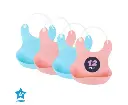 1st Steps 12PCE Food & Liquid Catcher Flexible Bibs Waterproof 25 x 21cm