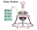 Adjustable Baby Walker Stroller Play Activity Music Kids Ride On Toy Car (PINK Upgrade)