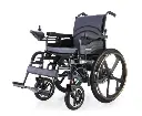 EQUIPMED Electric Wheelchair Folding, Folding, Long Range, Lithium Battery, 24" Rear Wheels, Black