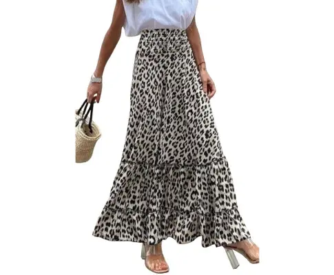 Azura Exchange High Waist Frill Tiered Maxi Skirt - M