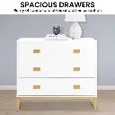 SARANTINO AMARA CHEST OF DRAWERS TALLBOY DRESSER - WHITE/GOLD