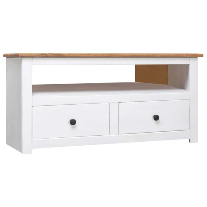 CORNER TV CABINET WHITE 93X49X49 CM SOLID PINE PANAMA RANGE