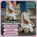 CIRCLE SOCIETY ADJUSTABLE QUAD KIDS ROLLER SKATES - METALLIC ROSE GOLD