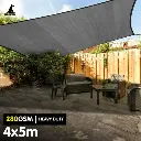 WALLAROO 280GSM OUTDOOR SUN SHADE SAIL CANOPY GREY - 4M X 5M