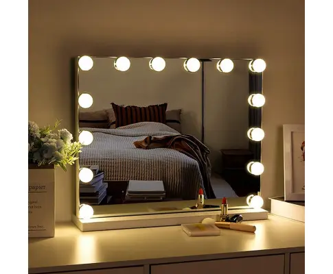 Hollywood Vanity Style LED Makeup Lights Mirror with 3 Color Modes Lights with 10 Dimmable Bulbs (Mirror Not Include)