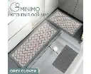 GOMINIMO 2 PCS Washable Non Slip Absorbent Kitchen Floor Mat (44x80+44x150cm, Grey Lucky Clover)