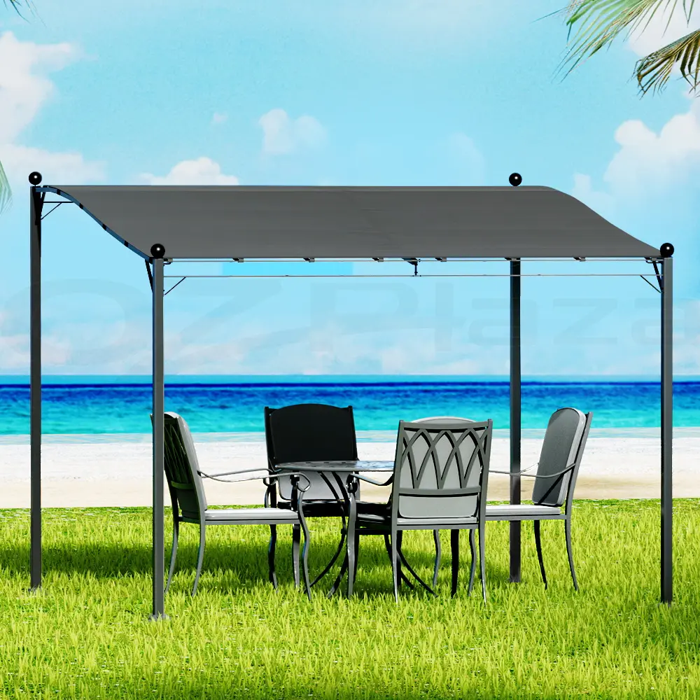 Instahut Gazebo 3m Party Marquee Outdoor Event Wedding Tent Iron Art Canopy Grey