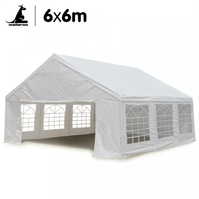 WALLAROO 6X6M OUTDOOR EVENT MARQUEE GAZEBO PARTY WEDDING TENT - WHITE