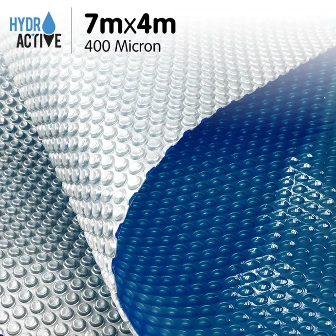 400 MICRON SOLAR SWIMMING POOL COVER SILVER/BLUE - 7M X 4M