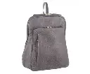 Pierre Cardin Womens Leather Backpack Bag with Pocket Front Multi-Zip - Slate