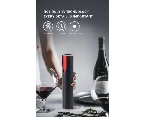 Rechargeable Automatic Wine Bottle Opener - Cordless Corkscrew - Foil Cutter