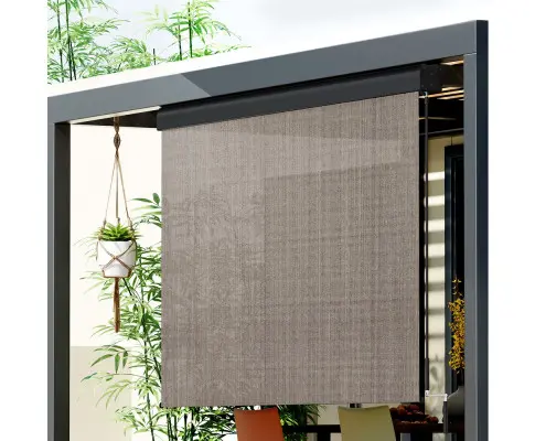 Instahut Outdoor Blinds Light Filtering Roll Down Awning Shade 2.1X2.5M Brown