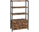 Floor-Standing Storage Cabinet and Cupboard with 2 Louvred Doors and 3 Shelves, Rustic Brown