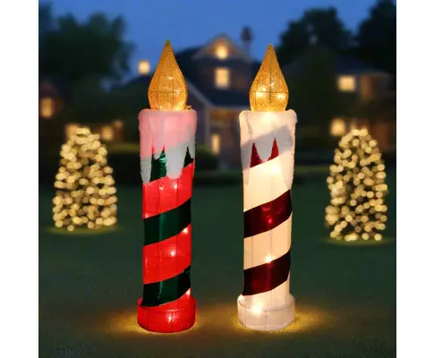 LED Tinsel Candle 77cm Twinkle, available in 2 Colors - Red & White