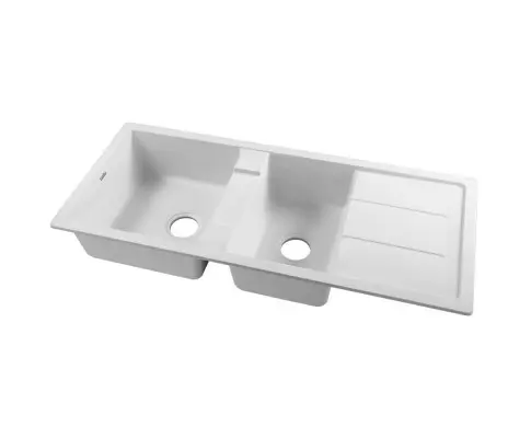 Cefito Stone Kitchen Sink 1160X500MM Granite Under/Topmount Basin Double Bowl White