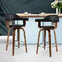 Artiss 2x Bar Stools Leather Seat Wooden Legs