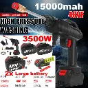 Electric Car Pressure Washer Cordless Spray Gun W/ 2 Battery Water Cleaner Tool