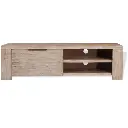 TV CABINET SOLID BRUSHED ACACIA WOOD 140X38X40 CM