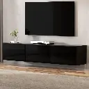 Artiss Floating Entertainment Unit TV Cabinet High Glossy Black 3 Cabinets 200CM