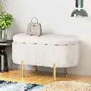 Artiss Storage Ottoman Blanket Box 87cm Velvet Oval White