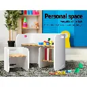 Keezi 3PCS Kids Table and Chairs Set Multifunctional Storage Desk White