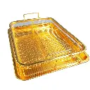 BBQ Square Non-Stick Stainless Steel Grill Basket - Gold Color, Small Size (30*22*5.5 cm)