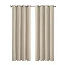2x Blockout Curtains Panels 3 Layers Eyelet Room Darkening 132x160cm Beige