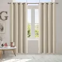 2x Blockout Curtains Panels 3 Layers Eyelet Room Darkening 132x213cm Beige