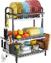Dish Drying Rack 3 Tier Large Capacity Kitchen Storage with Utensil and Cutting Board Holder