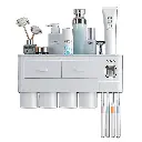 Toothbrush Holders with 3-4 Cups Automatic Toothpaste Dispenser Kit(4 Cups 2 Drawer)