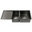Cefito Kitchen Sink 100X45CM Stainless Steel Basin Double Bowl Black
