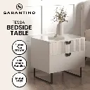 Sarantino Tessa Fluted 2-Drawer Bedside Table - Taupe