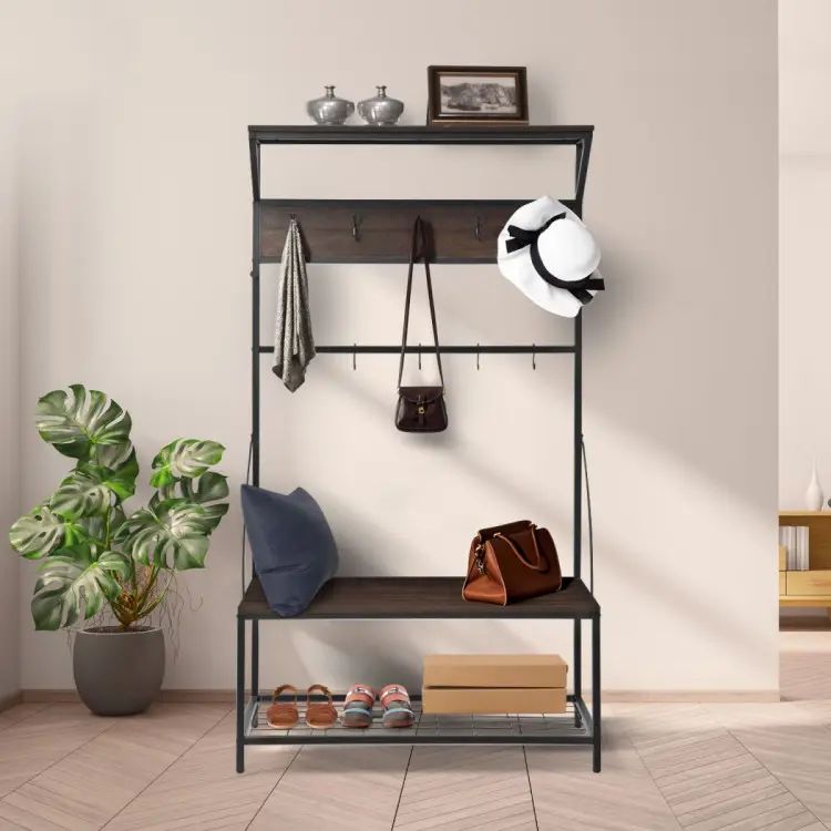 Sarantino 4-in-1 Hall Tree Entryway Coat Rack
