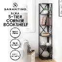 Sarantino Nora 5-Tier Corner Bookshelf - Walnut/Black