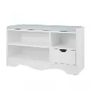Sarantino Shoe Rack Cabinet Organiser Grey Cushion - 80 x 30 x 45 - White