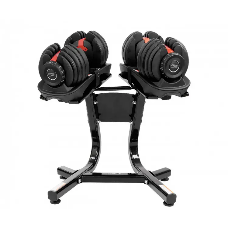 Pair Powertrain Adjustable Dumbbell Set with Stand - 24kg (ea)