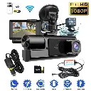 WIFI 3 Channels Dash Cam 1080P Full HD Car Dashcam with Hardwire Kit and 32GB