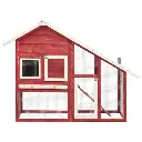 Rabbit Hutch Red And White 140x63x120 Cm Solid Firwood