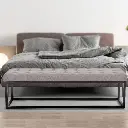 CAMERON BUTTON-TUFTED UPHOLSTERED BENCH WITH METAL LEGS - LIGHT GREY