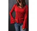 Azura Exchange V Neck Bell Sleeve Knit Top 