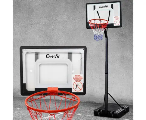 Everfit 2.6M Basketball Hoop Stand System Adjustable Portable Pro Kids Clear
