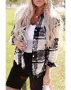 Azura Exchange Plaid Print Shirt with Distressed Raw Edge
